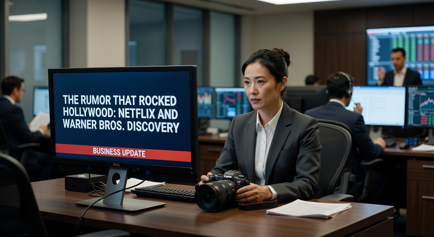 Smartphone notification showing business news regarding Netflix and Warner Bros Discovery