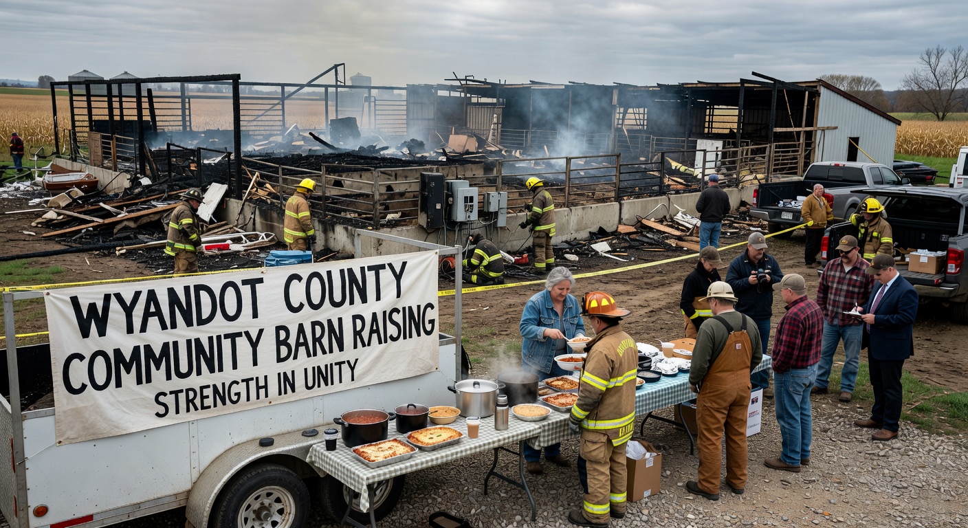 Close up of farmer hands holding debris with blurred farm background